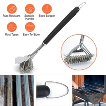 16.5&#39;&#39; Stainless Steel Bristle Grill Brush Scraper Long Handle for Clean... - $33.99