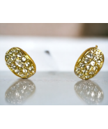 Swarovski Swan Signed Crystal Pave Oval Clip On Earrings Gold Tone Vinta... - £44.25 GBP