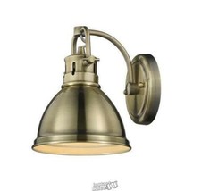 Golden Lighting Duncan AB 1-Light Aged Brass Bath Light with Aged Brass Shade - $56.99
