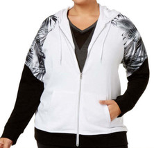 Material Girl Womens Activewear Active Plus Palm Print Colorblocked Hoodie,1X - £23.86 GBP