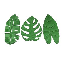 Set of 3 Aged Green Cast Iron Tropical Leaf Kitchen Trivets Wall Hangings - £31.13 GBP