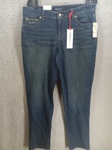 Style &amp; Co Women&#39;s Blue Curvy Skinny Leg Dark Wash Stretch Jeans Bedazzl... - £19.41 GBP