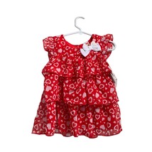 Healthtex Girls Toddler 24 months Red Heart Dress Tiered Ruffle Cap Slee... - £7.00 GBP