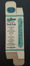 Vintage Dr Blumer&#39;s Dentone Toothpaste Empty Advertising Cardboard Box N... - £31.96 GBP