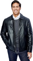 Excelled Men&#39;s New Zealand Lambskin Leather Classic Open Bottom Jacket, Brown, L - $137.72+