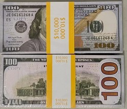 250,000$ FULL PRINT Realistic Prop Money Fake 100 Dollar Bills REAL CASH Replica - $128.54