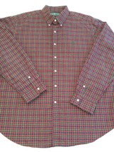 Ralph Lauren Long Sleeve Button Down Shirt Mens XXL 2XL Christmas Red Plaid - $11.46