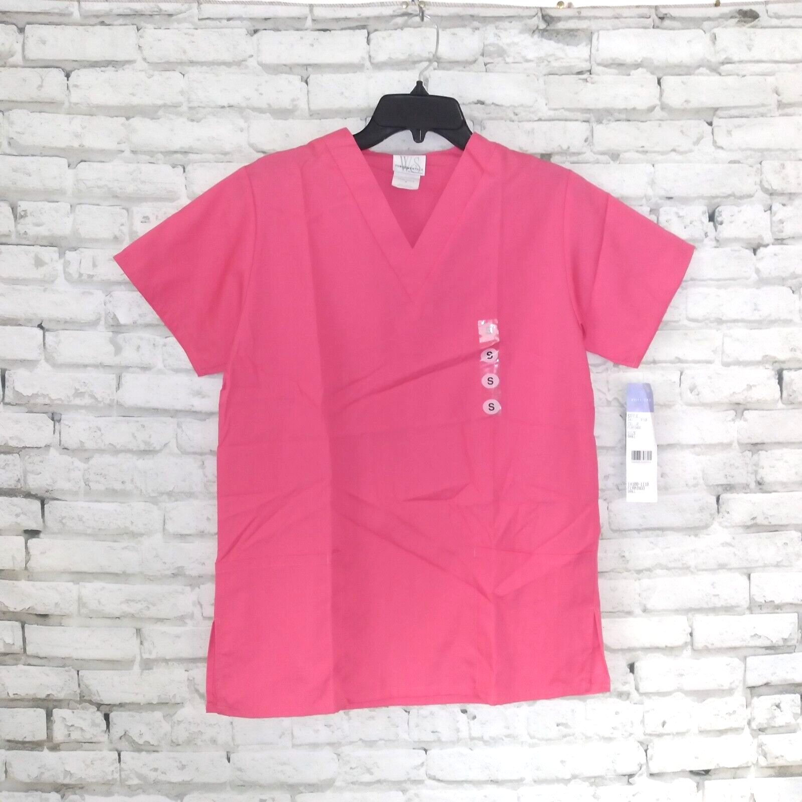 WS Fundamentals by White Swan Scrub Top Womens Small Pink Short Sleeve V... - $11.99