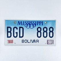 1998 United States Mississippi Bolivar County Passenger License Plate BGD 888 - £14.92 GBP