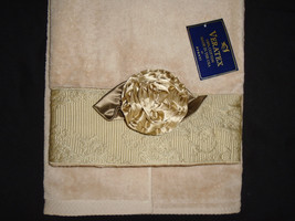 Avanti Veratex Towel Set Bath & Hand Towel Satin Roses Taupe Beige 100% Cotton - $44.55