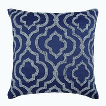 Lattice Trellis Blue Cotton Linen Pillow Covers 16&quot;x16&quot;, Royal Lineage - £25.32 GBP+