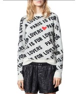 New Zadig &amp; Voltaire Anouk 100% Cashmere Printed Sweatshirt Sweater Sz S... - $406.19 CAD