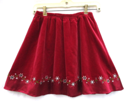 Hanna Andersson Girls Skirt Size 140 US 10 Embellished Red Velvet Metallic Trim - £15.01 GBP