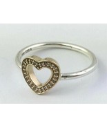 Authentic PANDORA Symbol Of Love Silver &amp; Gold Ring 190925CZ-50 Sz 5 New - $129.91 CAD