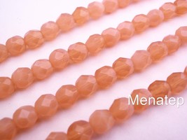 25  6 mm Czech Glass Firepolish Beads: Soft Pink Opal - £1.83 GBP