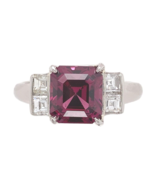 Platinum 2.55 Carat Genuine Natural Garnet and Diamond Ring Size 5.75 (#... - $2,107.71