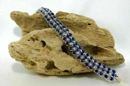 14 Ct Oval Cut Simulated Sapphire Pretty Tennis Bracelet Gold Plated 925... - £170.05 GBP