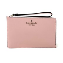 Kate Spade Staci Medium L-Zip Wristlet Wallet in Chalk Pink Leather wlr0... - £107.64 GBP