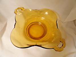 Amber Crows Foot Handled Vegetable Bowl Elegant Depression Glass - $31.99