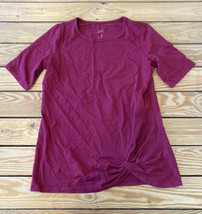 Belle By Kim Gravel NWOT Women’s Knit Twist hem Elbow sleeve top Size 2XS Red S2 - £13.19 GBP