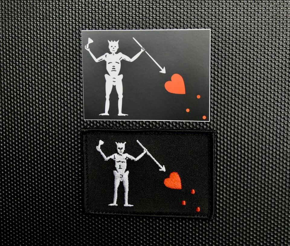 Blackbeard Pirate Flag Patch &amp; Decal Set 3&quot; x 2&quot; SEAL Team 3 Edward Teac... - $8.56