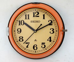 Vintage Maritime Seiko Wall Clock Slave Nautical Industrial Ship Clock Orange - $138.60