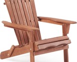 Outdoor Cedar Wood Patio Lounge Chair, Half-Assembled Wooden Folding Adi... - $90.99