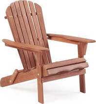 Outdoor Cedar Wood Patio Lounge Chair, Half-Assembled Wooden Folding Adirondack - £71.93 GBP