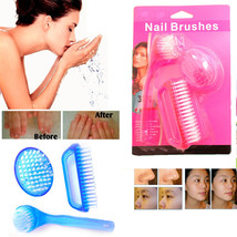 3 Pc Nail Face Brush Set Skin Care Clean Scrub Body Cleansing Exfoliator Facial - £11.79 GBP