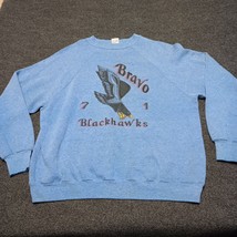 Vintage Sportswear 70s Bravo Blackhawks Adult Large Blue Fleece Sweater ... - £29.12 GBP