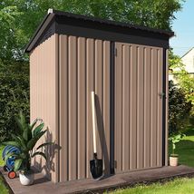 AECOJOY Outdoor Metal Storage Shed w/Lockable Door for Backyard Garden tool shed - £177.72 GBP