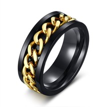 ZORCVENS New 2021 8mm Spinner Ring For Men Stainless Steel Cuba Chain Wedding Me - £7.70 GBP