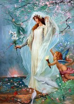 20x28 inches Allegory of marriage  stretched Oil Painting Canvas Art Wall Dec01D - £319.74 GBP