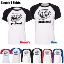 PROBLEM Troll face Slogan Internet Meme Funny Graphic Tee Couples T-Shirt Tops - £13.88 GBP