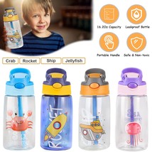 16.2Oz Leak-proof Kids Water Bottle with Straw Push Button Sport Water Bottle fo - £11.76 GBP