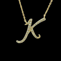 1Ct Round Cut CZ Moissanite Initial &quot;K&quot; Letter Pendant 14K Yellow Gold Plated - £113.90 GBP