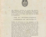 Architect&#39;s of the United States XV International Congress Booklet 1939 - £21.68 GBP