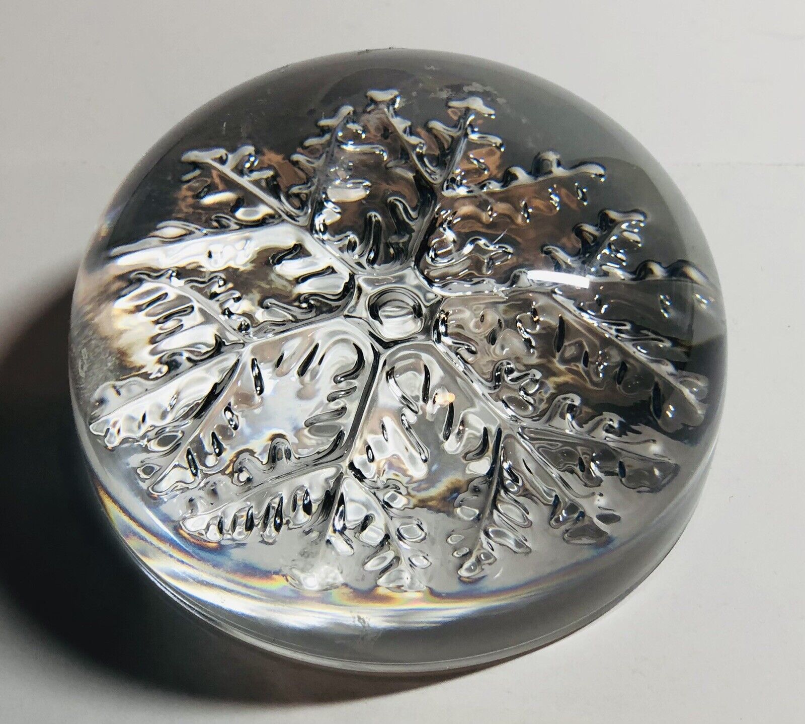 Vintage Glass Snowflake Paperweight 3D Look - $6.42