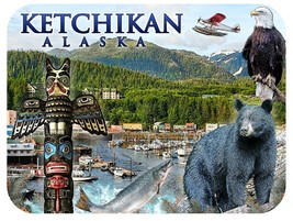 Ketchikan Alaska Wildlife and Plane Fridge Magnet - $7.49