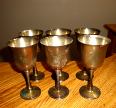 SALEM SILVER PLATE WINE GOBLETS / CHALICESET OF 6   &quot;PORTUGAL&quot; VINTAGE 1... - $88.15 CAD