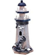 Wooden Lighthouse Decor, 10.25Inch Decorative Nautical Lighthouse Rustic Ocean S - $16.82