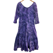 Phool Maxi Dress Large Purple Tie Dye Hippie Boho Cottagecore 3/4 Sleeve... - £94.13 GBP