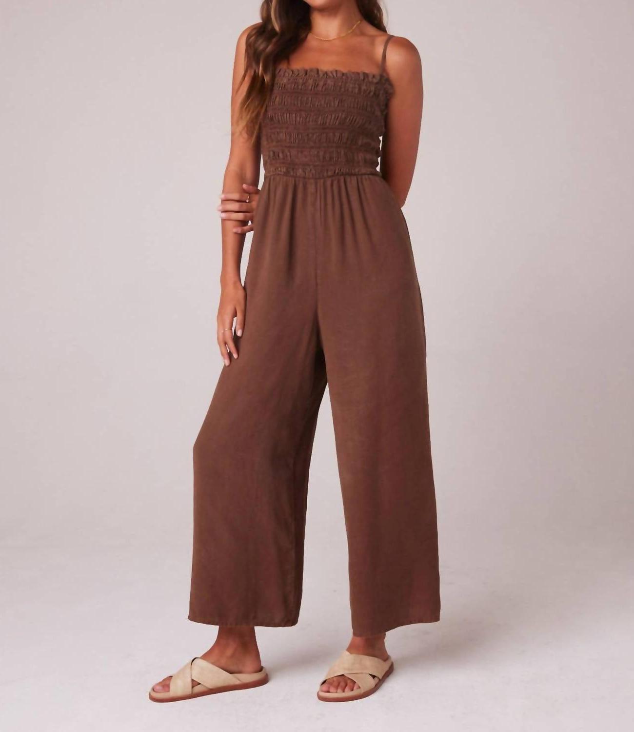 Bella Dahl Wide Leg Smocked Ruffle Jumpsuit Size S - $174.24