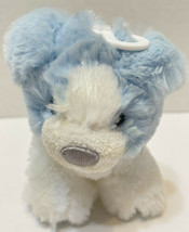 Aurora Baby Soft Plush Blue and White Rattle Bear 5 Inches Miniature - £11.47 GBP