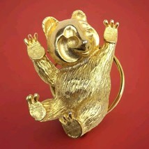 Panda Bear Clip Gold Tone Brooch Pin Vintage - $9.95