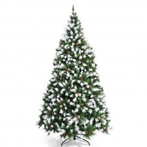 Pre-Lit Hinged Lifelike Lush Artificial Christmas Tree with PVC Tips-7.5 Feet - - £200.72 GBP