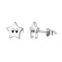 Star Face Women&#39;s Girls Stud Earrings Genuine Authentic Sterling Silver 925 - £8.93 GBP