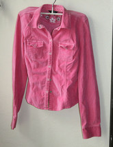 Abercrombie Girls Pink Corduroy Floral Embroidered Jean Jacket sz L - £18.36 GBP