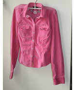 Abercrombie Girls Pink Corduroy Floral Embroidered Jean Jacket sz L - £18.26 GBP