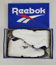 Vintage Reebok Hyperlite Mid Sneakers Youth Size 5 White Violet Leather ... - $35.99